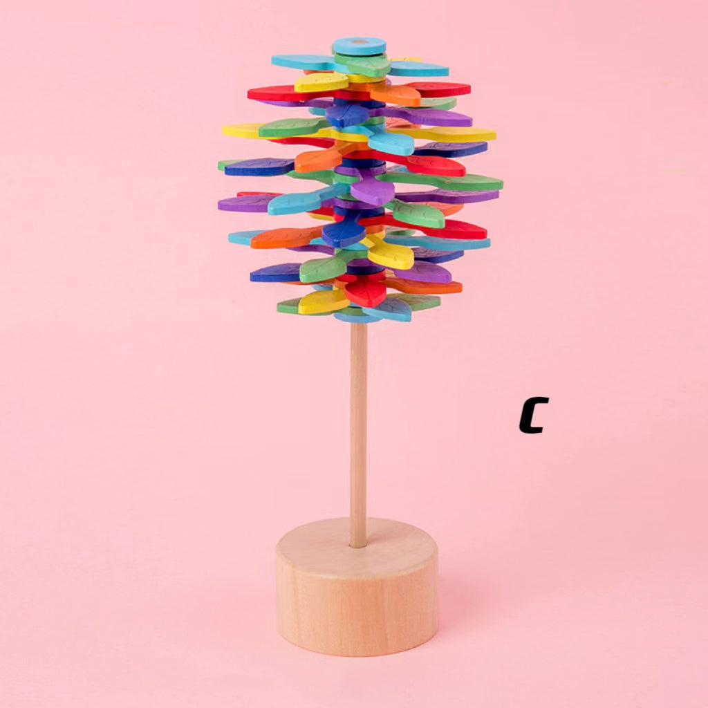 Solid wood rotating lollipop decompression toy creative parent-child game toy decompression artifact gyro boy girl funny toy